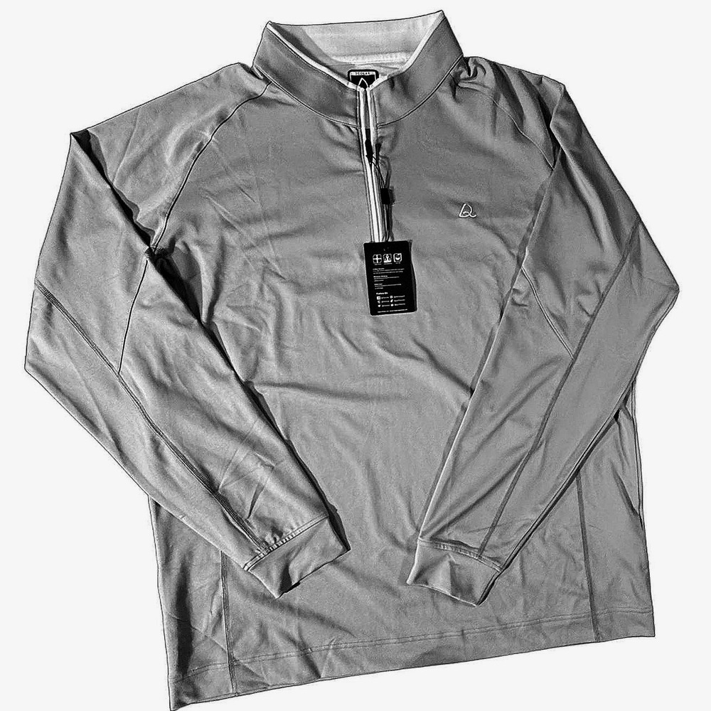 Deolax Mens 2XL Gray 1/4 Zip Pullover Golf Shirt Long Sleeve Performance Stretch